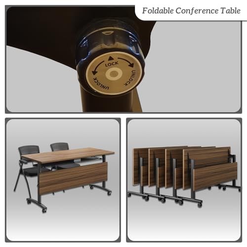 Folding Conference Table,Mobile Conference Room Tables Rolling Meeting Table with Caster Wheels,Flip Top Mobile Training Room Table,Foldable Rectangle Seminar Tables for Office,Classr (6pack, 61in) MSFDC
