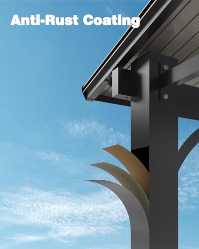 GarveeLife 10'x 10' Lean to Gazebo, Hardtop Wall Pergola with Polycarbonate Roof, Aluminum Frame Mounted Gazebo for Lawn Patio Deck Yard and Party Garveelife