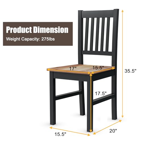 Giantex Wood Dining Chair Set of 4, Farmhouse Wooden Dining Side Chair with High Slat Back, Rubber Wood Legs, Armless Kitchen Chairs, Wood Dining Room Chairs Giantex