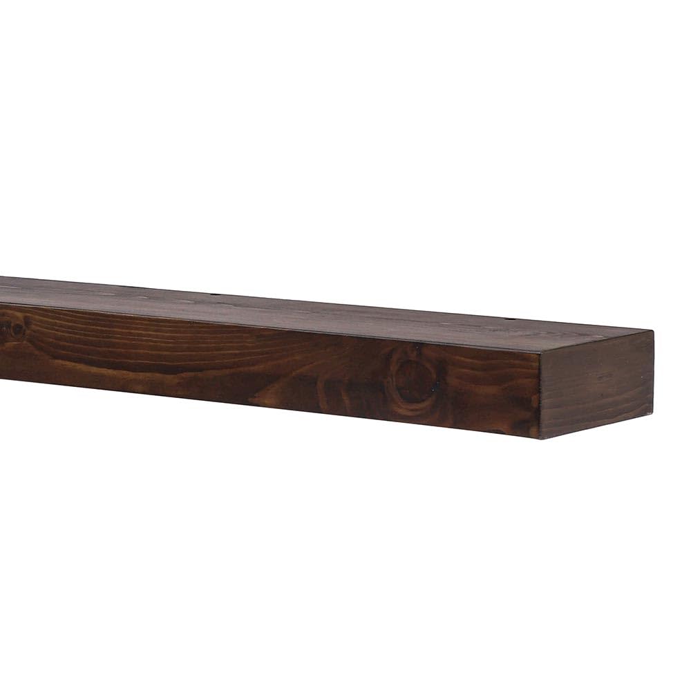 Austin 60 Inch Floating Fireplace Mantel Shelf | Burnished Walnut | Handcrafted Natural Pine Wood Shelf | Rustic Farmhouse Wall-Mounted Mantel for Fireplaces & Home Decor | 60” W x 3” H x 8” D MANTELSDIRECT