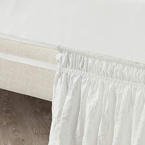 Lush Decor Ruched Ruffle Elastic Easy Wrap Around Bed Skirt Single Queen/King/Cal King Off White - Queen Bed Skirt - Dust Ruffle - Cream Bedskirts Lush Decor