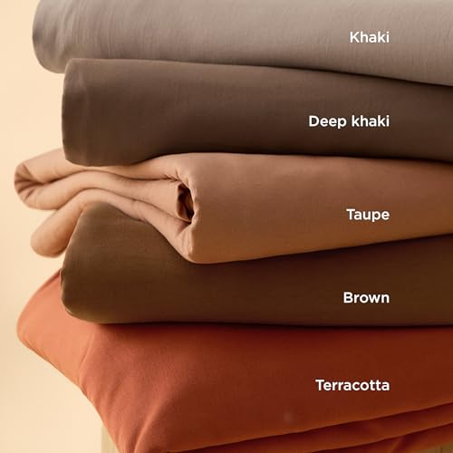 Bedsure Coffee Duvet Cover Queen Size - 3 Pieces Prewashed Cotton-Like Polyester Extra Soft Bedding Set, Includes 1 Duvet Cover 90x90 Inches with Zipper Closure & 2 Pillow Shams, No Comforter Bedsure