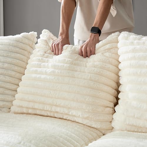 Ball & Cast 4 Seater Cloud Sectional Couch,102.4" Modern Modular Sectional Sofa with Deep Seat & Pillows,Plush Corduroy Comfy Convertible Sofa Couches for Living Room,Beige Ball & Cast