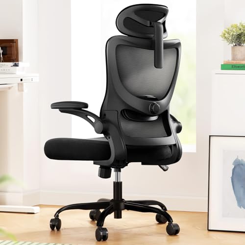 Marsail Ergonomic Office Chair: Office Desk Chair with High Back Mesh and Adjustable Lumbar Support Rolling Work Swivel Task Chairs with Wheel 3D Armrests and Headrest Marsail