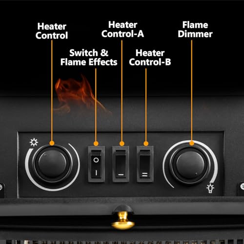 Xbeauty Indoor 23'' Freestanding Electric Fireplace Stove, Fireplace Heater with Adjustable Realistic 3D Flame Effect, Overheating Protection, 1000W/1500W Xbeauty