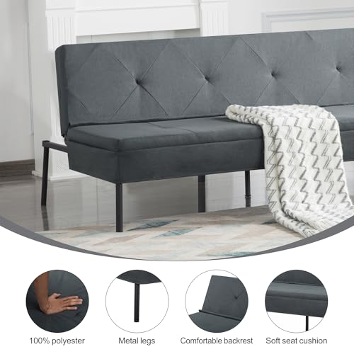 Anwick Modern Fabric Sofa Bed Futon,Convertible Sleeper Bed Folding Couches with 3 Reclining Angles,Split Back 69" Small Recliner Loveseat for Living Room Apartment Office (Grey, 69") Anwick