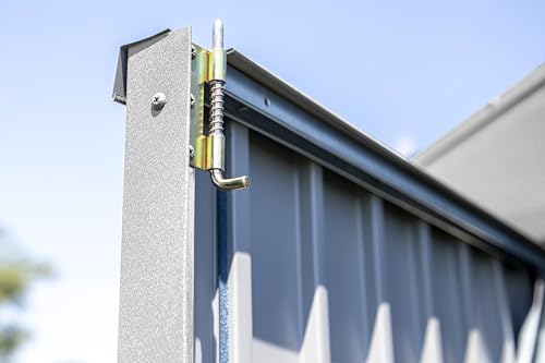 Arrow Shed Elite 10' x 12' Tall Outdoor Steel Storage Shed with High Gable and Lockable Doors Storage Building, Cool Grey Arrow