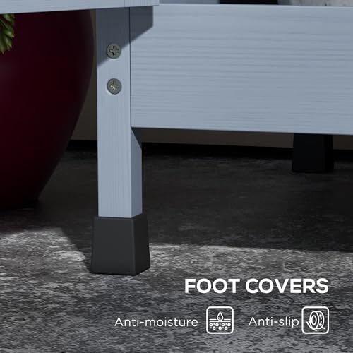 Outsunny Wooden Potting Bench, Outdoor Potting Table with Storage Cabinet, Storage Shelves for Backyard, Patio, Balcony, Gray Outsunny