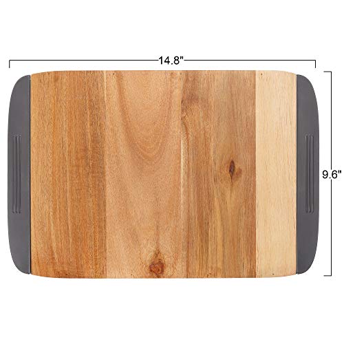 Glad Acacia Wood Cutting Board with Slide Out Trays | Catches Food and Waste | Solid Wooden Butcher Block with Removable Drawers | Kitchen Cooking Glad