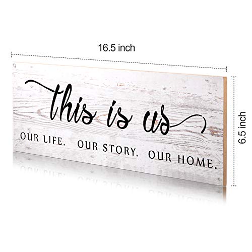 Jetec This is Us Wooden Wall Sign Family Wall Plaques Inspiration Wood Sign Farmhouse Entryway Sign Rustic Wall Plaques Art with Quotes for Living Room Bedroom Christmas Decorations(Antique White) Jetec