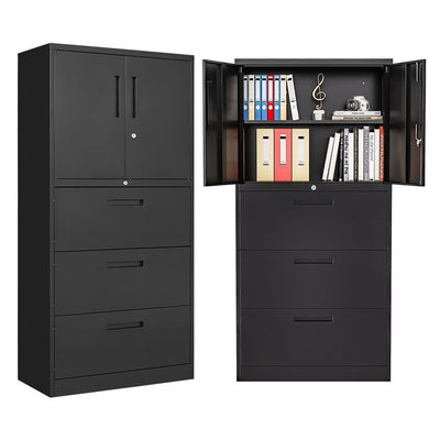 AFAIF Metal File Cabinets, Lateral Filing Cabinet with 3 Drawers, 65" H File Caninet for Home Office, Office Storage Caninets with Adjustable Shelves for Letter/Legal / A4 - Assembly Required