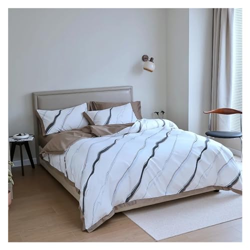 YUSIWOAL Marbling Bedding set Cotton Duvet cover Bed linen Set King Bedding Queen Single size comforter sets Summer Duvet Cover sets(B,FLAT BED SHEET-KING 4PCS) YUSIWOAL