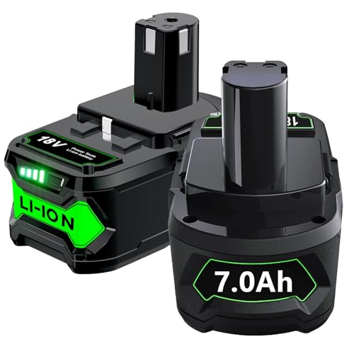 TURPOW 2Pack 7.0Ah Replacement for Ryobi 18V Lithium Battery Compatible with Ryobi 18 Volt ONE+ Plus P107 P108 P102 P103 P104 P105 P109 P122 Cordless Tools TURPOW