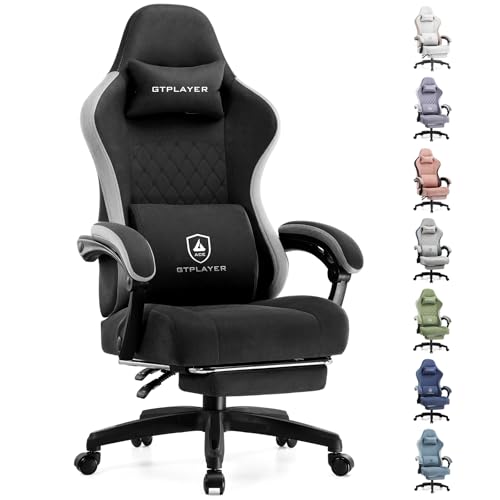 GTPLAYER Gaming Chair, Computer Office Chair with Pocket Spring Cushion, Linkage Armrests and Footrest, High Back Ergonomic Computer Chair with Lumbar Support Task Chair with Footrest(Black) GTPLAYER