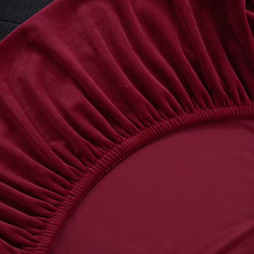 MIFXIN Armless Futon Slipcover Folding Sofa Cover Velvet Stretch Elastic Couch Furniture Protector for Foldable Futon Sofa Bed Without Armrests (Red) MIFXIN
