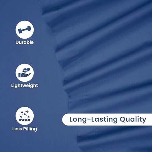 3 Piece Twin Sheets Set | Twin Bed Sheets Set – Light Weight, Soft Breathable Sheets | Brushed Cotton Rich Blend | Secure-Fit, Wrinkle Resistant, Durable, Easy Care Bed Sheets | Comfy Sheets | Blue Martex