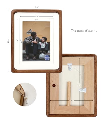 XKIILH 8x10 Picture Frames Walnut Solid Wood with Real Glass Vertical Horizontal Standing Display Photos 5x7/6x8 with Mat or 8x10 Without Mat Lovely Gift for Desk Tabletop Wall Mount H10 XKIILH