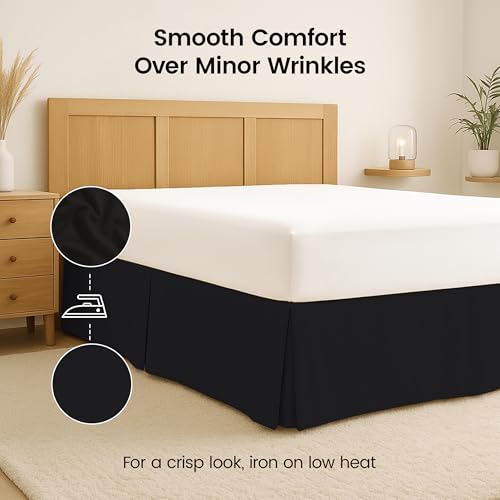 Utopia Bedding Full Bed Skirt - Soft Quadruple Pleated Ruffle - Easy Fit with 16 Inch Tailored Drop - Hotel Quality, Shrinkage and Fade Resistant (Full, Black) Utopia Bedding