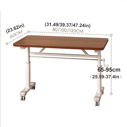 HSPLXYT Manual Adjustable Desk Standing Desk Study Table Gaming Desks Movable Writing Table Computer Desks for Home, Office, Workstation; Multifunctional Bedside Table(Gray,100cm/39.37in) HSPLXYT