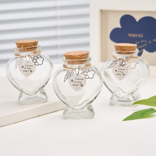 Signifyule Pet Memorial Bottle for Pet Hair,Keepsake for Dog Hair with Heart Shape Glass,Pet Fur Memorial Fur Urn