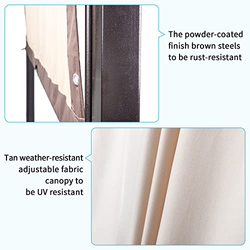 Outvita Patio Pergola, 8x12ft Arched Aluminum Gazebo with Adjustable Waterproof Sun Shade Shelter Awning for Garden Lawn Deck Outvita