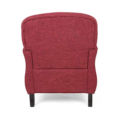 FEMICON Armchair Traditional Design with Tweed Upholstery and Polished Turned Legs, Retro Style, Red FEMICON