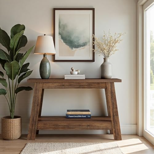 Tribesigns 41.3-Inch Farmhouse Entryway Table, 2-Tier Narrow Console Table Behind The Couch, Entryway Furniture with Storage for Small Spaces, Living Room, Hallway, Foyer, Rustic Brown Tribesigns