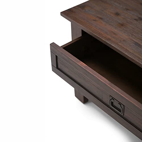 SIMPLIHOME Monroe SOLID ACACIA WOOD 38 Inch Wide Square Rustic Coffee Table in Distressed Charcoal Brown, For the Living Room and Family Room SIMPLIHOME