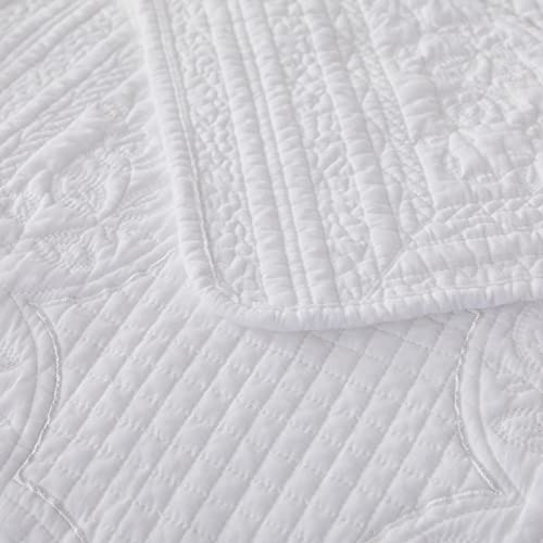 Brandream White Quilts Twin Size Cotton Bedspread Matelasse Bedding Coverlet Set 2-Piece Daybed Single Bed Spreads Brandream