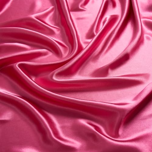 VACVELT Cot Fitted Sheet, 31 x 75 Inch Hot Pink Cot Sheets, Ultra Soft and Breathable Satin Bed Cover Snug Fit for Narrow Twin/RV Bunk/Camper Bunk/Guest Beds/Trifold Mattress VACVELT
