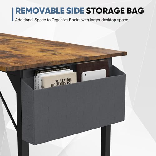 DUMOS 32 Inch Office Small Computer Desk Modern Simple Style Writing Study Work Table for Home Bedroom - Wood Brown DUMOS