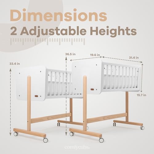 Comfy Cubs Wooden Bedside Bassinet Sleeper - Safe and Stylish Baby Crib - Ideal Baby Sleeper Bed Crib for Newborns and Infants - Perfect Nursery Essentials for Babies Comfy Cubs
