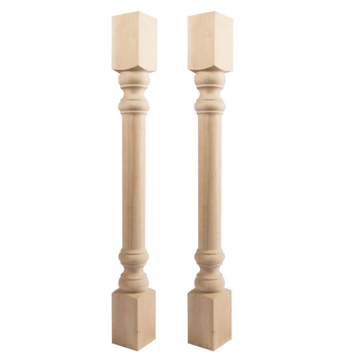 Btowin 35 1/2-inch H 3 1/2-inch W 3 1/2-inch D Cabinet Columns, 2Pcs Unfinished Tapered Rubberwood Replacement Island Legs for Large Dining Table & Kitchen Table Btowin