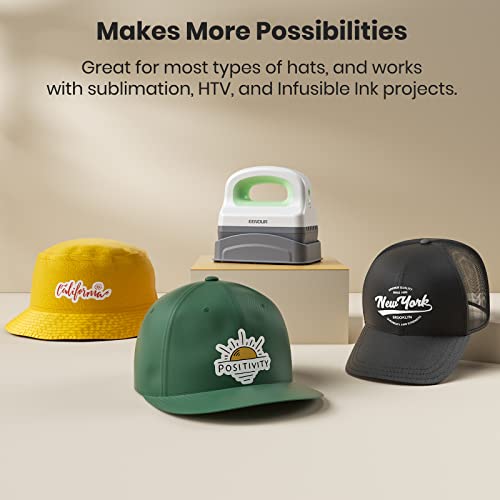 EENOUR Hat Press Machine, Mini Heat Press for Caps with 3 Heating Levels & Auto-Off, Handheld Cap Easy Press with 3"×5.5" Arched Heating Plate for 6-8 Hat Size, 19-26 Girth EENOUR