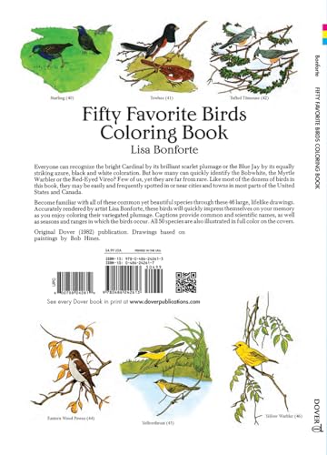 Fifty Favorite Birds Coloring Book (Dover Animal Coloring Books) Dover Publications