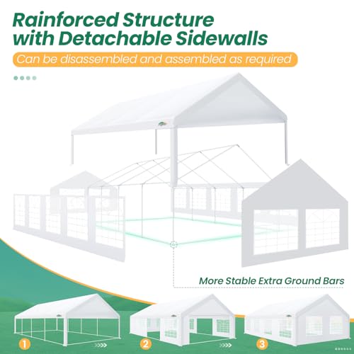 COBIZI 20x30 Outdoor Heavy Duty Party Tent Wedding Canopy with Removable Sidewalls & Storage Bags, Carpas para Fiestas Large Commercial Event Shelter for Patio, Garden UV50+ Waterproof White COBIZI