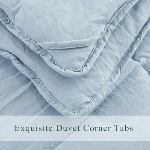 HIG Pre Washed Down Alternative Comforter Set Twin - Reversible Chic Quilt Design - Box Stitched with 4 Corner Tabs - Lightweight for All Season - Blue Duvet Comforter with 2 Pillow Shams HIG