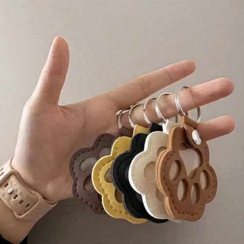 Cat & Dog Hair Keychain - Paw Shaped Leather Memorial Keepsake for Dog Cat Fur Storage, Pet Fur Keepsake Collector with Refillable Capsule (3PCS)