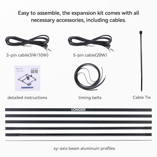 LONGER New X Y-Axis Extension Kit for RAY5 5W/10W/20W Laser Engravers, for Control Boxes with Air Pump Port, Easy Installation for Larger Engraving Area Longer