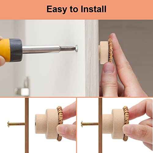 Pletpet 10 Packs Boho Rattan Dresser Knobs, Wood Knobs for Dresser Drawers Boho Dresser Handles Dresser Pulls Dresser Knobs Wood Rattan Drawer Knobs Drawers Wooden Door Knobs with 10 Screws Pletpet