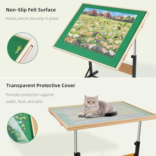 ALL4JIG 1500 Pieces Puzzle Table with Legs and Wheels, Wooden Jigsaw Puzzle Table with 4 Drawers & Cover, Upgraded Stability & Optimized Lightweight Design, Puzzles for Adults ALL4JIG