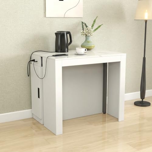 Royjhnl Transformer Table: Extendable Dining, Folding Console Table with Outlet, Space - Saving for 8-12, Perfect for Living Room & Kitchen Royjhnl