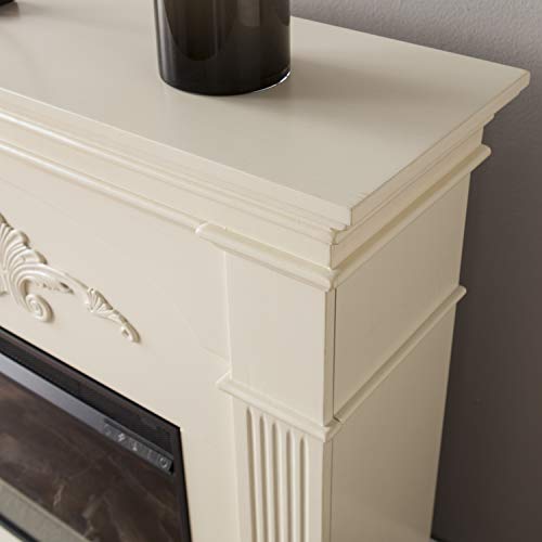 SEI Furniture Sicilian Harvest Traditional Style Electric 44" Mantel Fireplace, Radiant Heat Space Heater w/LED Flames Remote Controlled Features, Ivory SEI Furniture