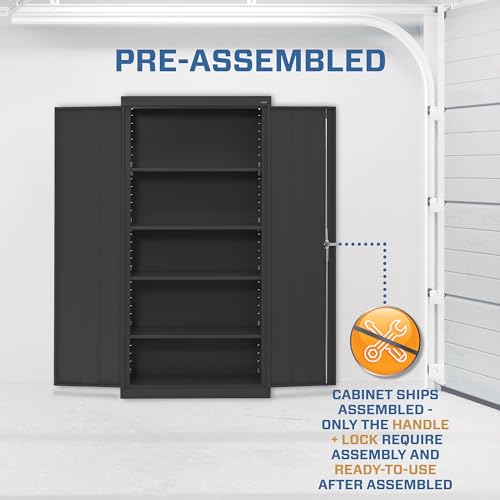 Sandusky Lee CA41361872-09 Classic Garage Storage Cabinet, Steel Utility Cabinet with Adjustable Shelves, 72"H, Black Sandusky