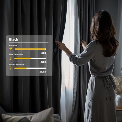 Cbsroro Room Divider Curtains, Blackout Ceiling Track Curtains with Hooks Wall Dividers for Bedroom Living Room Separation Office Privacy Partition, Noise Reduction, W100 × L84 Inch,1 Panel, Black cbsroro