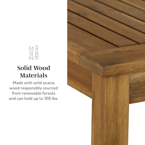 Walker Edison 4 Person Outdoor Wood Chevron Patio Furniture Dining Set Table Chairs All Weather Backyard Conversation Garden Poolside Balcony, 5 Piece, Brown Walker Edison