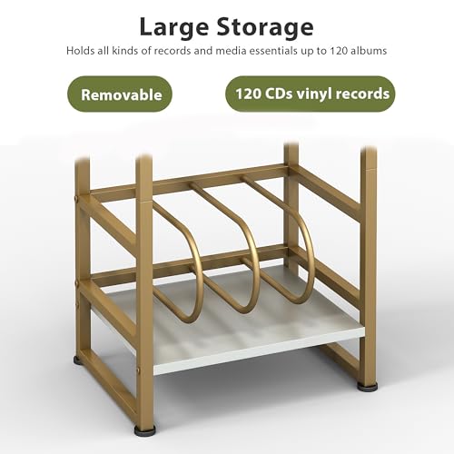 ZEXVIDA Record Player Stand,3-Tier Record Player Table with U-Shaped Vinyl Storage Up to 120 Albums,28" H End Table Turntable Stand with Storage,Record Table Vinyl for Living Room Bedroom ZEXVIDA