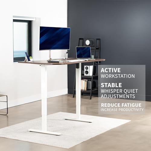 VIVO Electric Stand Up Desk Frame Workstation with Memory Touch Pad, Single Motor Ergonomic Standing Height Adjustable Base, White, DESK-V102EW VIVO