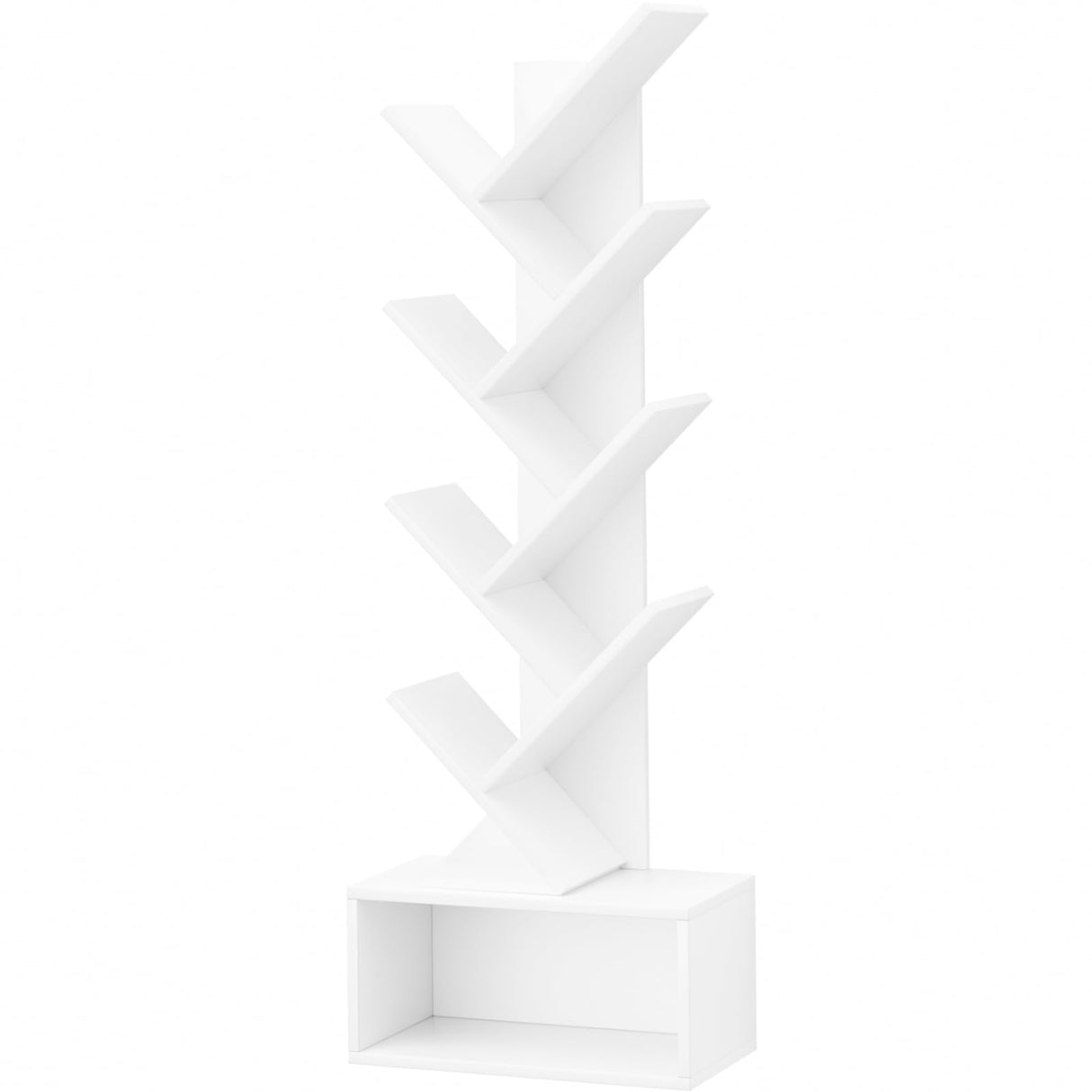 SHEEPAM 9 Tier Tree Bookshelf,Christmas Green Bookcase for Narrow Space, Storage Organizer Floor Standing Bookshelves for Books, Tall Book Case for Home Office, Living Room, Bedroom SHEEPAM