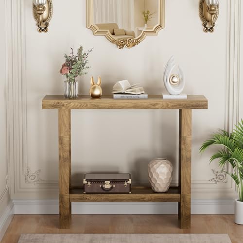 LIFECHOVY Farmhouse Wood Entryway Table Narrow Console Tables with Storage Behind The Couch Sofa, Entrance Side Table with Shelves for Hallway, Living Room, Foyer, Rustic LIFECHOVY